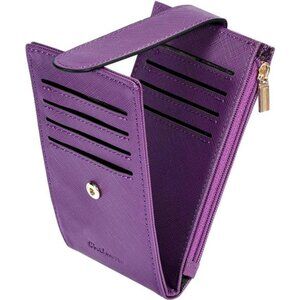RFID Slim Wallet for Women Small Bifold Card Holder with Zipper Coin Pocket
